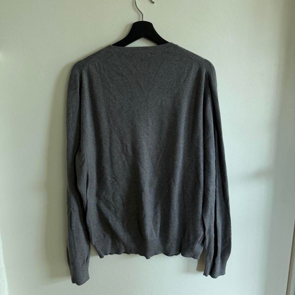 J.Crew Mens Gray V-Neck Pima Cotton Preppy Minimalist Pullover Sweater Large - Picture 5 of 5
